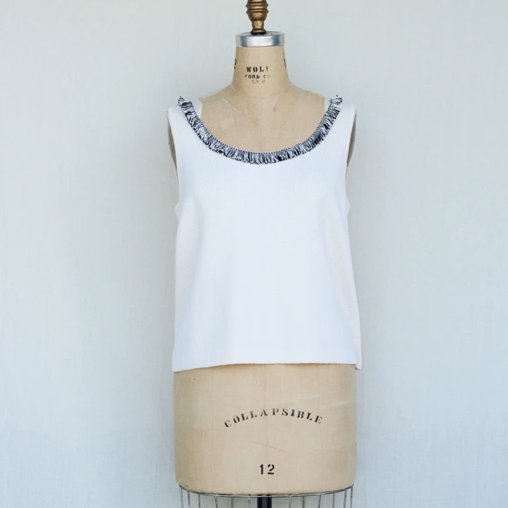 St John Cream Sleeveless Sweater